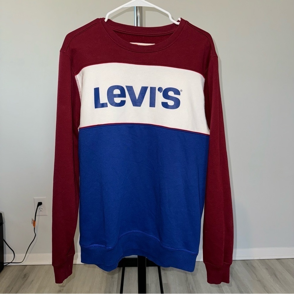 Retro Levi’s Men’s Logo Red White Blue Crewneck Sweatshirt Size Large